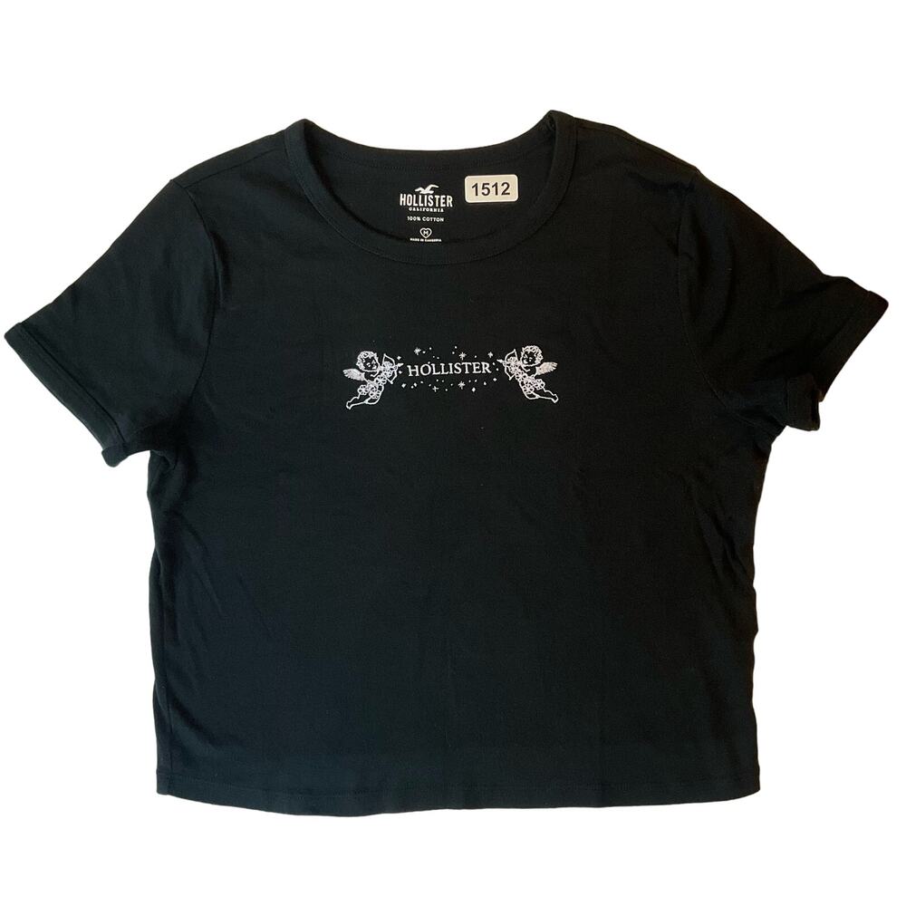 Hollister Women’s Short Sleeve Crop Top size M, Black, Angels